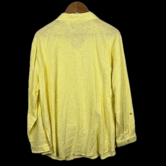 Susan Graver Women Linen LongSleeve Tunic Button Up Shirt XLP Breathable Coastal - Picture 3 of 9